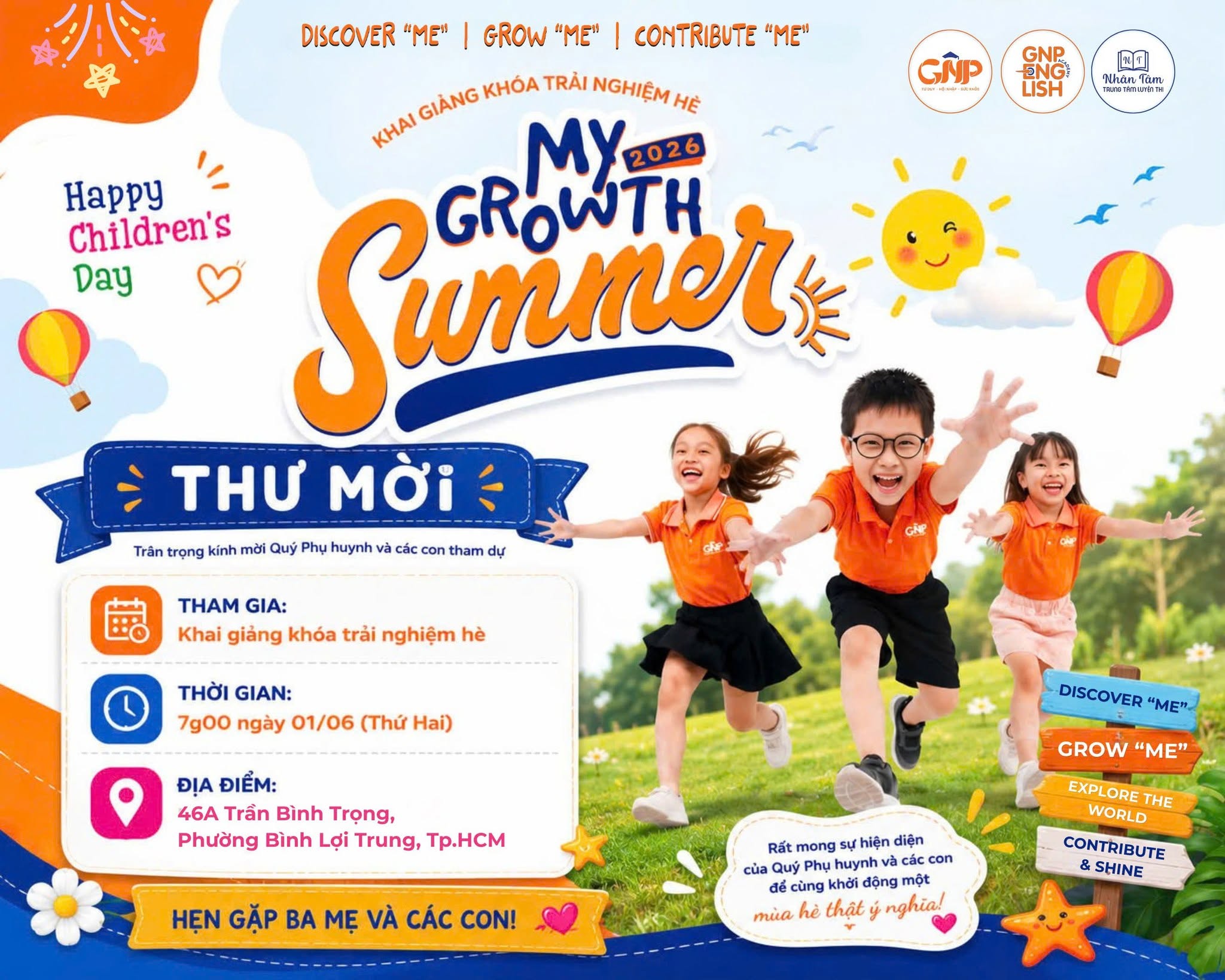 THƯ MỜI KHAI GIẢNG KHÓA TRẢI NGHIỆM HÈ – MY GROWTH SUMMER 2026